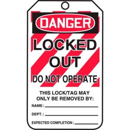 ACCUFORM Accuform MLT407LTP Lockout Tag, Danger Locked Out Do Not Operate, HS-Laminate, 25/Pack MLT407LTP
